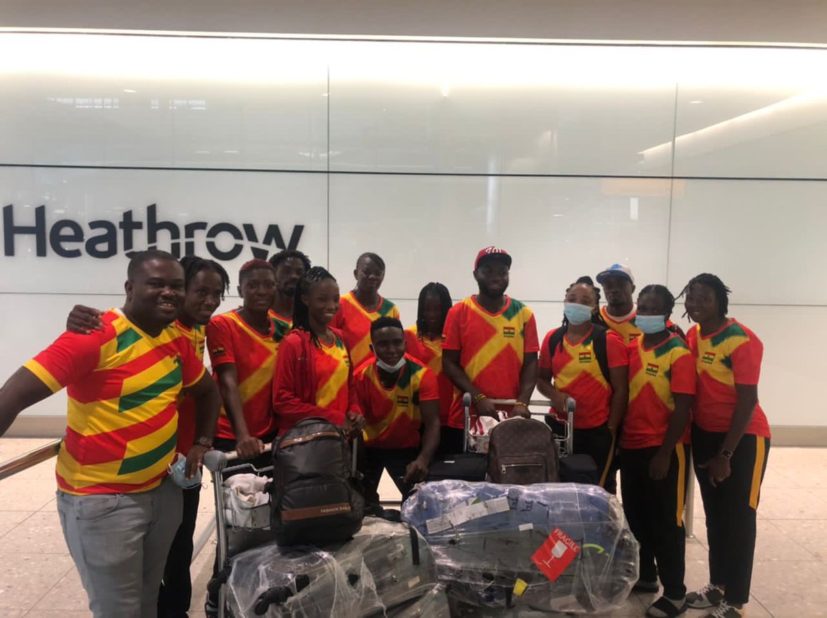 FirstBatch of #TeamGhana @GhanaOlympic arrived in the UK for the #CommonwealthGames2022 #GoGhana 💪🏽 @moysgovgh @ghanagov