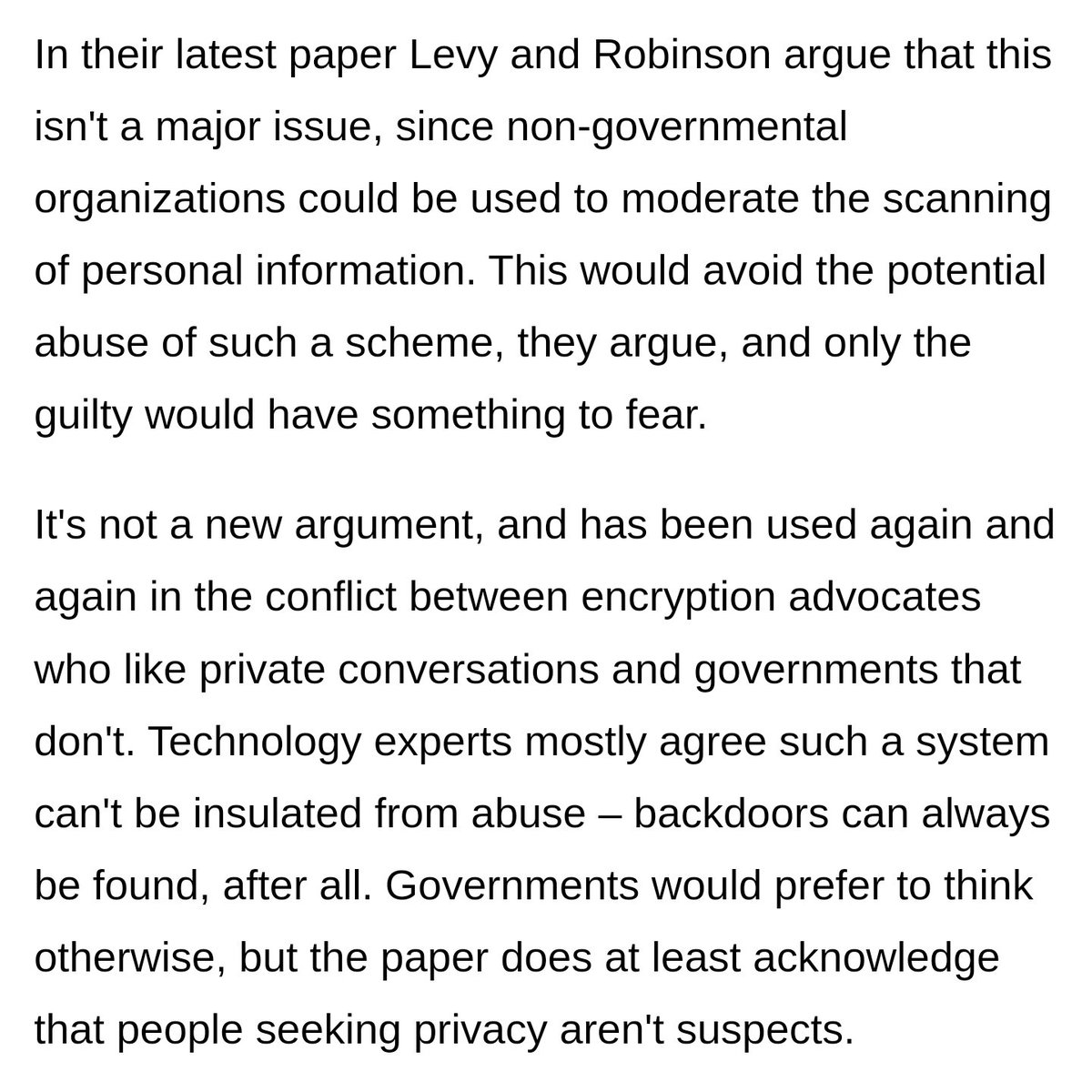 . <a href="/TheRegister/">The Register</a> pulls no punches in a damning critique of the GCHQ / NCSC / Levy / Robinson anti-encryption paper:

theregister.com/2022/07/22/bri…