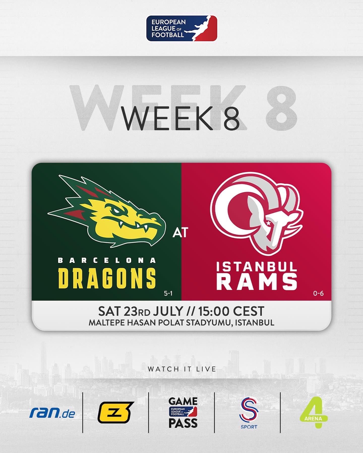 Saran Media will broadcast the Istanbul Rams and the Championship Game with  S Sport