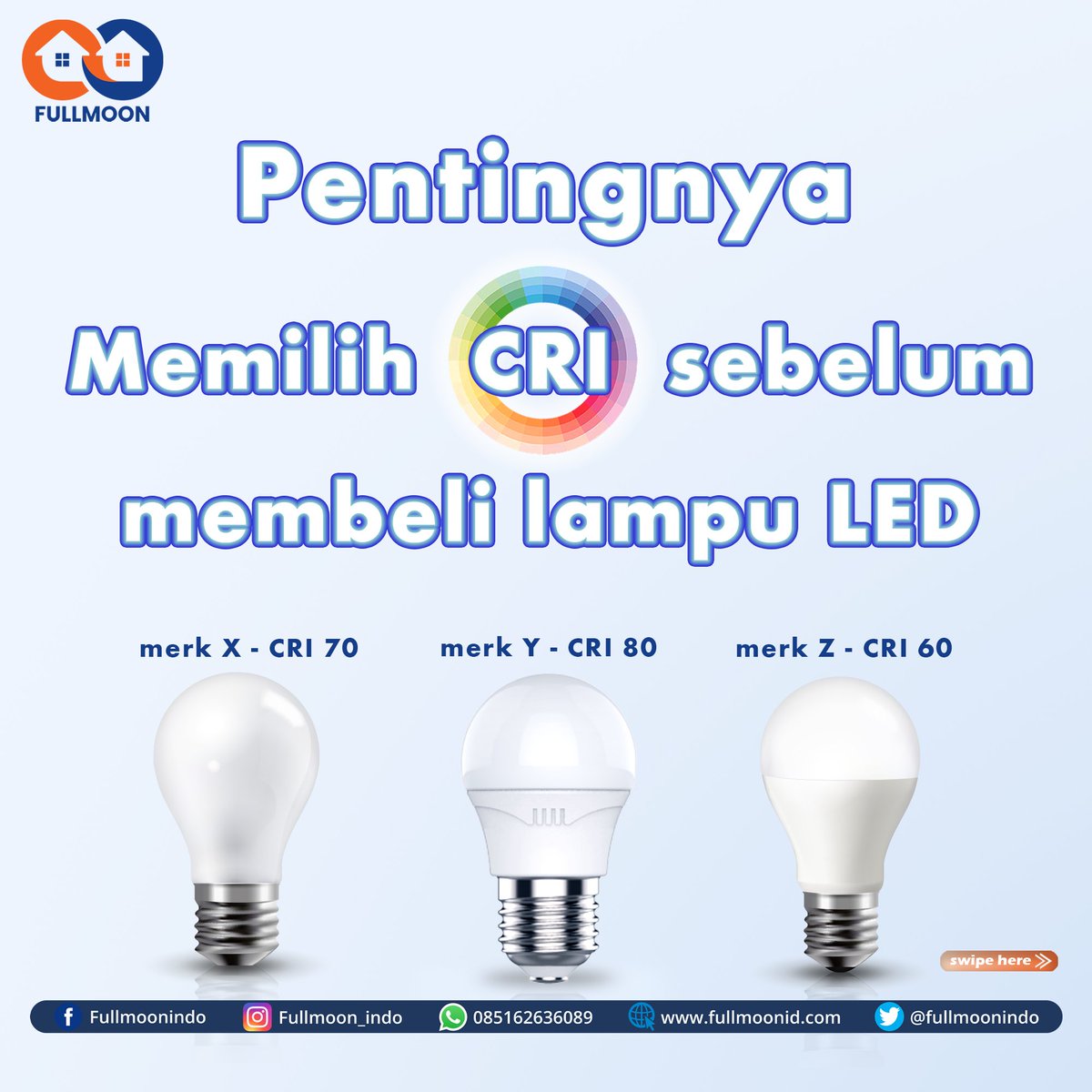 fullmoonindo's tweet photo. Untuk menyajikan kualitas cahaya yang merefleksikan warna suatu objek, kamu harus menyesuaikan CRI sesuai dengan yang dibutuhkan.
Yuk cari tahu apa itu CRI lewat postingan di atas! 😉
#CreateInfinitePossibility #fullmoonjayaabadi https://t.co/2qddYoP21L