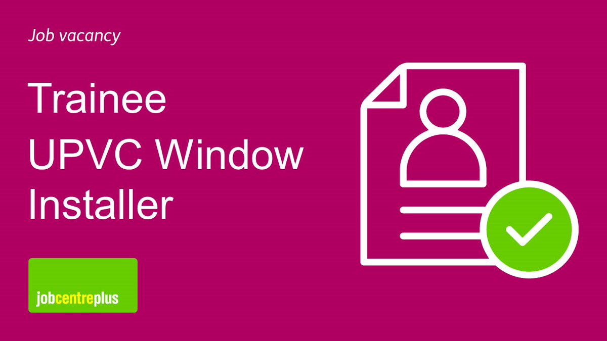 JCPinSomerset's tweet photo. Trainee UPVC Window and Conservatory Installers @MajDesignsUK #Cheddar #Somerset

Info/apply:https://t.co/q8mcLmavJS

#SomersetJobs #InstallerJobs https://t.co/UGW8ZNS7of