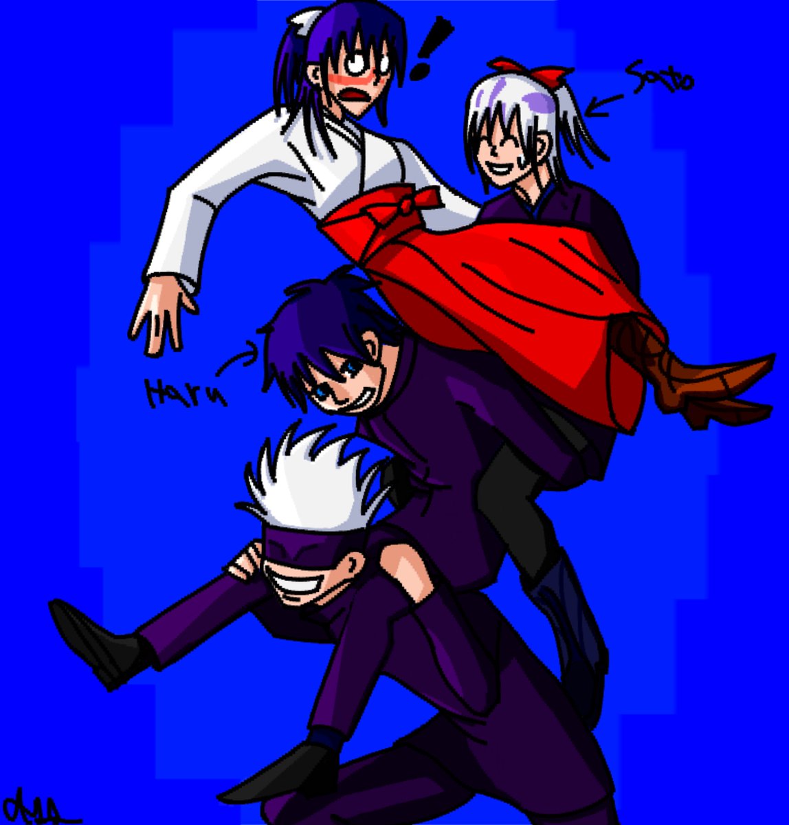DaleBala1's tweet photo. day 5 again!!!! hehehe you thought I was done didn't you? anyways #goutaweek2022 and their son Haru and daughter Sato doing family stuff 🥳🥳
I tried something new this time hope you all enjoy!
@goutaweek 
#gojohime  #五歌 https://t.co/8NQqPDDVUI