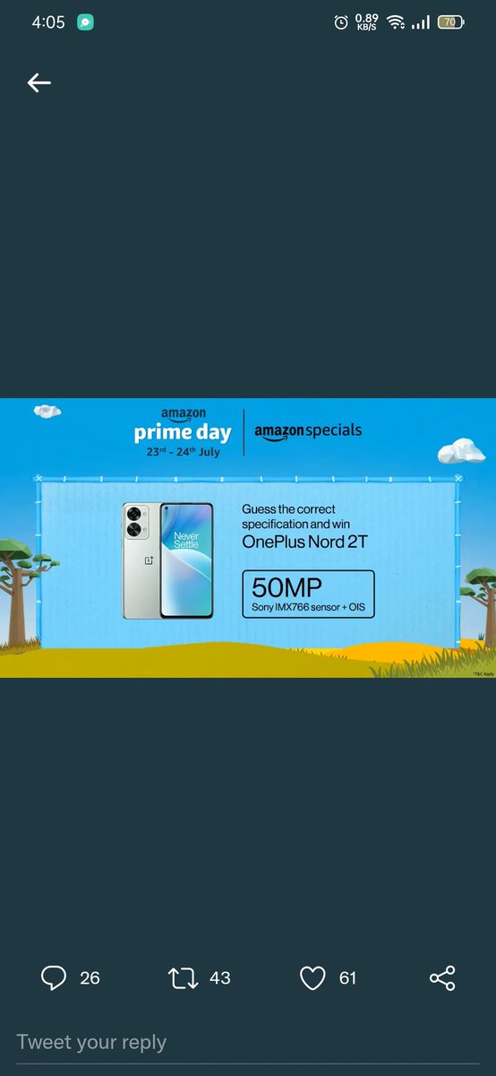 rsarangh's tweet photo. @amazonIN ��� I'm Waiting for your message @amazonIN

#OnePlusNord2TOnAmazonPrimeDay #AmazonSpecials https://t.co/8j01iRLCv1