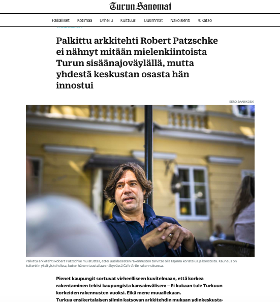 marjouotila1's tweet photo. Päivän Turun Sanomat uutisoi uuden klassismipohjaisen arkkitehtuurin edelläkävijän, arkkitehti Robert #Patzschke'n Suomen vierailusta.
Olisipa upeaa nähdä hänen suunnittelemiaan rakennuksia myös Suomessa!
@turunsanomat @lepanrinne
@intbau Finland
#INTBAU
#NewClassicalArchitecture https://t.co/twnktaX90P