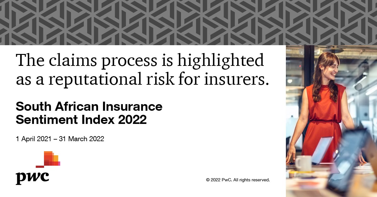 pwc_za's tweet photo. The South African #Insurance Sentiment Index 2022 report highlights the need for communication and transparency in the #claims process. Here’s how detailed and real-time insights can be used to change #consumersentiment: https://t.co/cbqCcTAm1l #SentimentIndex https://t.co/MGgz2bQALX