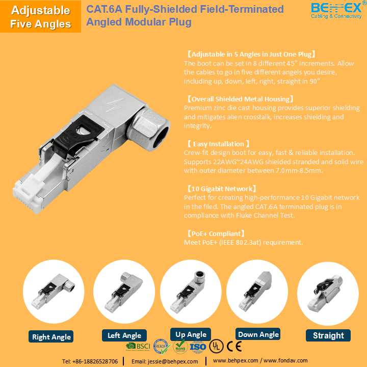 behpex's tweet photo. CAT.6A Fully-Shielded Field-Terminated Angled Modular Plug adjustable five angles
#rj45 #connector #Cat6a #plug #patchcable #patchcord #modularplug #rj45connector #datacenter #cablingsolution #networkcable #cat6 #utp #22awg #23awg #24awg #26awg #rj45plug #modularplug #industrail https://t.co/jInf6JqzAs