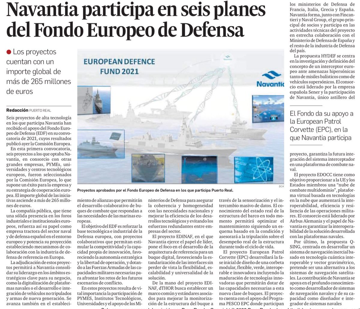 .⁦<a href="/NavantiaOficial/">Navantia</a>⁩ se mete de lleno en los fondos europeos EDF, empezando con la corbeta europea EPC de la que escribí para ⁦@GStrategy_UGR⁩ vía ⁦<a href="/diariocadiz/">Diario de Cádiz</a>⁩