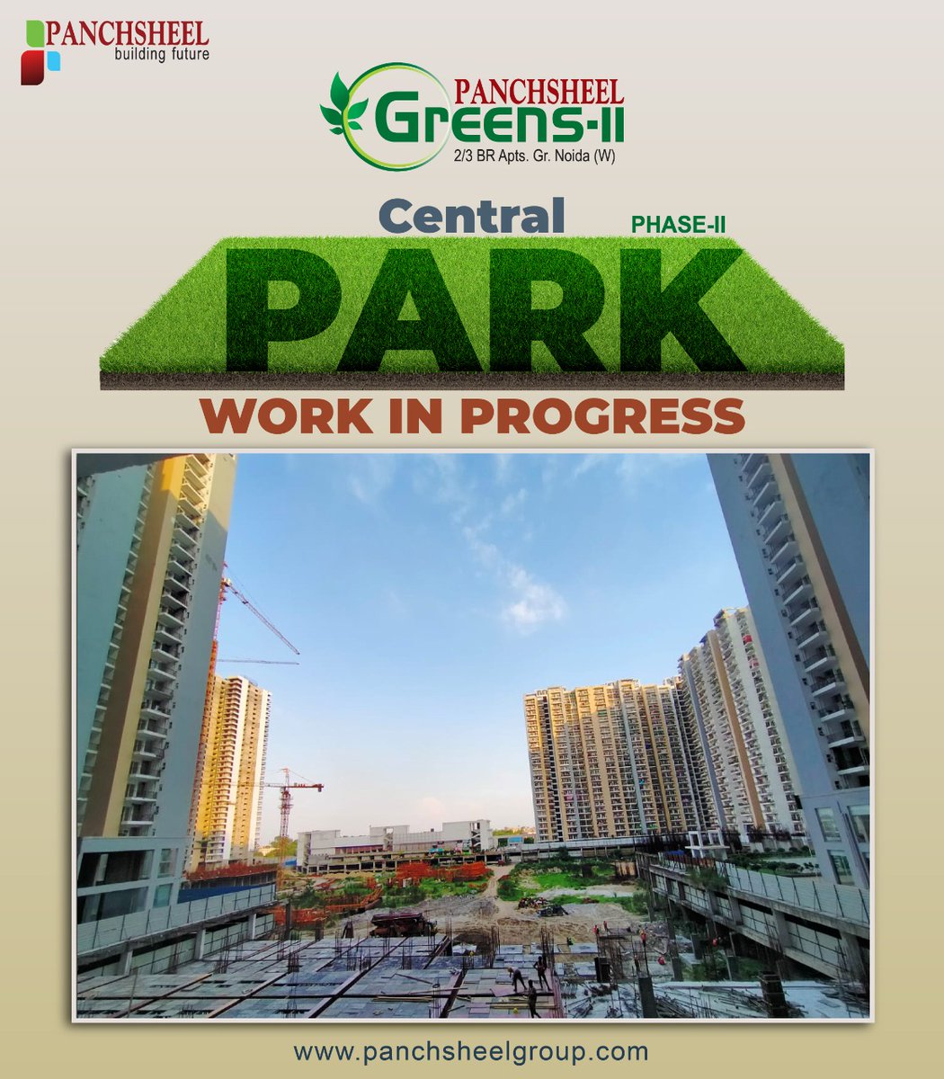 PanchsheelBuild's tweet photo. Central PARK work in Progress
Panchsheel Greens-II : Phase 2
Greater Noida West

Also Tower E1 to E5 - Construction in full swing
https://t.co/GGmoyDLF6L
#construction #workinprogress #park #parkWORK #greens2 #panchsheel #tower #greaternoidawest #noidaextension https://t.co/OCju8J2n7a