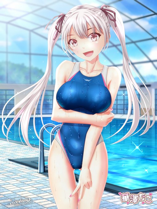 競水&amp;ツインテールのなこちゃんを描きました(^o^)
#華澤なこ 