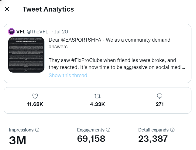 An update on #SaveProClubs for the community. It shows the power of the community when through unity we can have a reach this big.

You may have your opinions on what Pro Clubs "needs", but the fact remains we're all together.

Continue to push just like it's Day #1 again.