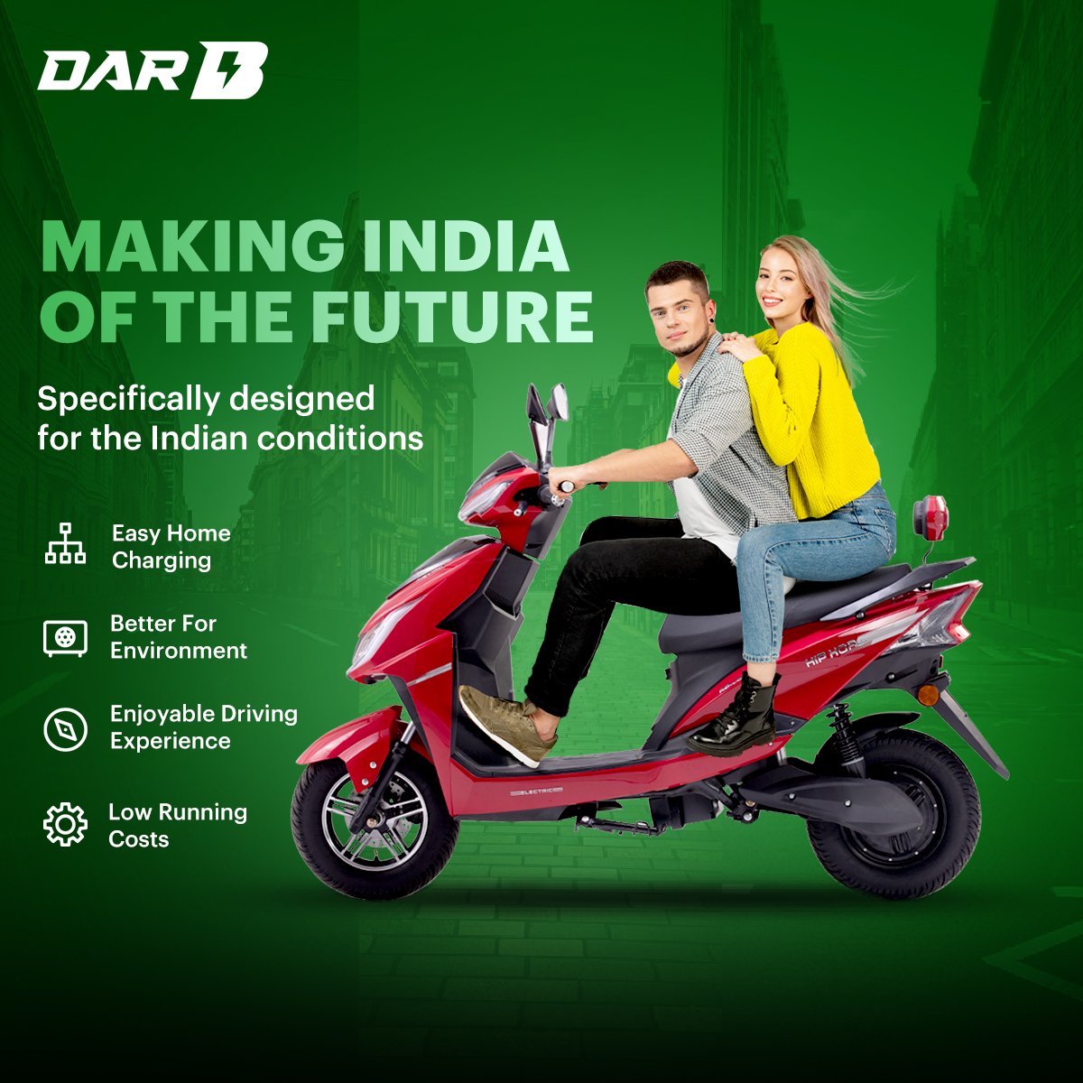 EvDarb's tweet photo. Gone are the days of environment-polluting scooters. It's time to go green and manufacture a sustainable future with the DarB Ev.

For more information visit the website: https://t.co/H2apYkywef

#electricvehicle #twowheelers #DarB #scooty #sustainable #future #features #ebike https://t.co/GY2xftK15Z