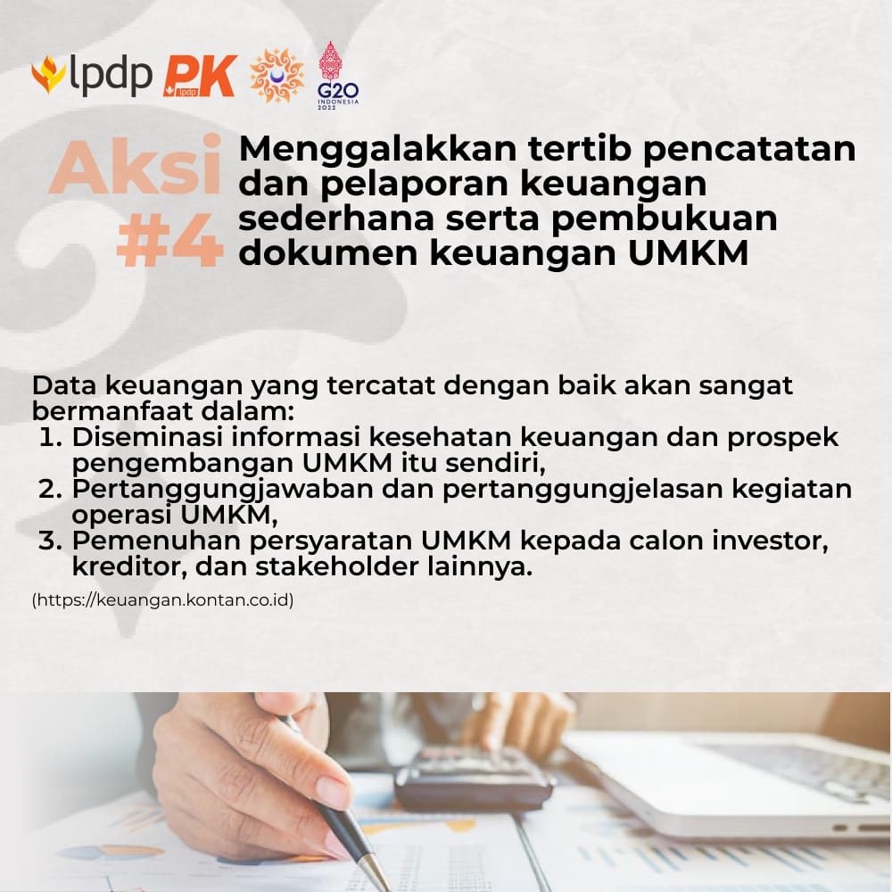 ef. (@esyaifullah) on Twitter photo Tahukah kamu bahwa menertibkan pencatatan, pelaporan serta pembukuan keuangan menjadi sangat penting guna memaksimalkan kegiatan UMKM. Kira-kira apa saja manfaatnya? Yuk, kita simak bersama 😊
<a href="/LPDP_RI/">#DiriUntukNegeri</a>
<a href="/pk189lpdp/">Sembagi Arutala</a>
#DiriUntukNegeri #SDMUnggulIndonesiaMaju #AkuPastiMengabdi Tahukah kamu bahwa menertibkan pencatatan, pelaporan serta pembukuan keuangan menjadi sangat penting guna memaksimalkan kegiatan UMKM. Kira-kira apa saja manfaatnya? Yuk, kita simak bersama 😊
<a href="/LPDP_RI/">#DiriUntukNegeri</a>
<a href="/pk189lpdp/">Sembagi Arutala</a>
#DiriUntukNegeri #SDMUnggulIndonesiaMaju #AkuPastiMengabdi