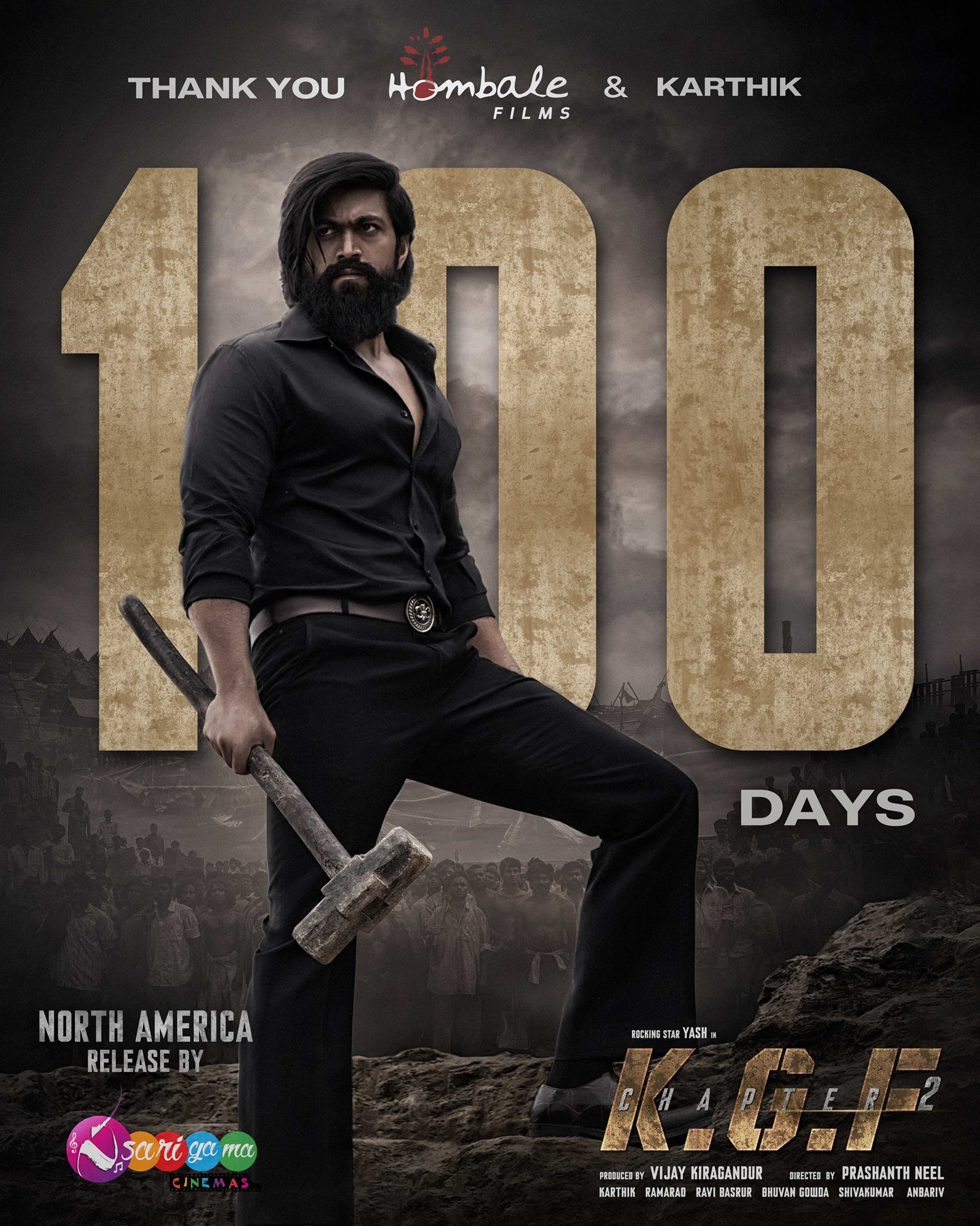 Sarigama Cinemas 100monsterdaysofkgf2 Thank You Hombalefilms And Karthik1423 For Making Us Part Of This Monstrous Success Kgf2 North America Release By Sarigamacinemas Kgfchapter2 Thenameisyash Prashanth Neel Ravibasrur