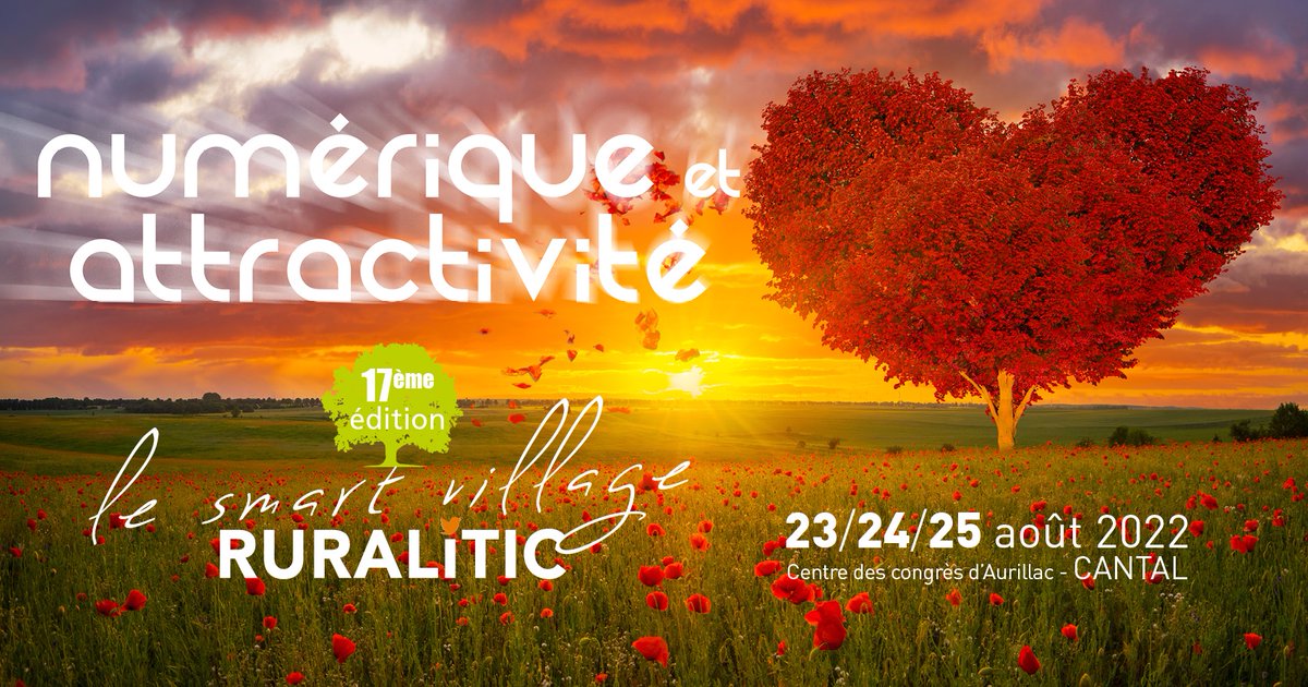 #RURALITIC2022 <a href="/Maires_Ruraux/">AMRF</a> <a href="/ADepartementsF/">Départements de France</a> <a href="/ARuralites/">Parlement rural français</a> @ANPP_Pays J-30, RURALITIC ouvrira ses portes le mardi 23 août à 14h, à Aurillac. Une édition consacrée à l'attractivité rurale et aux outils numériques qui  la favorisent... Pour vous inscrire : ruralitic-forum.fr