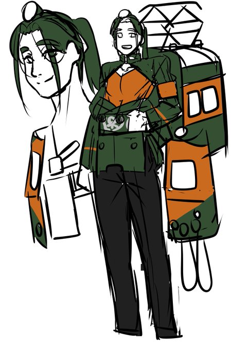 80系ラフ。和風衣装難しい。 