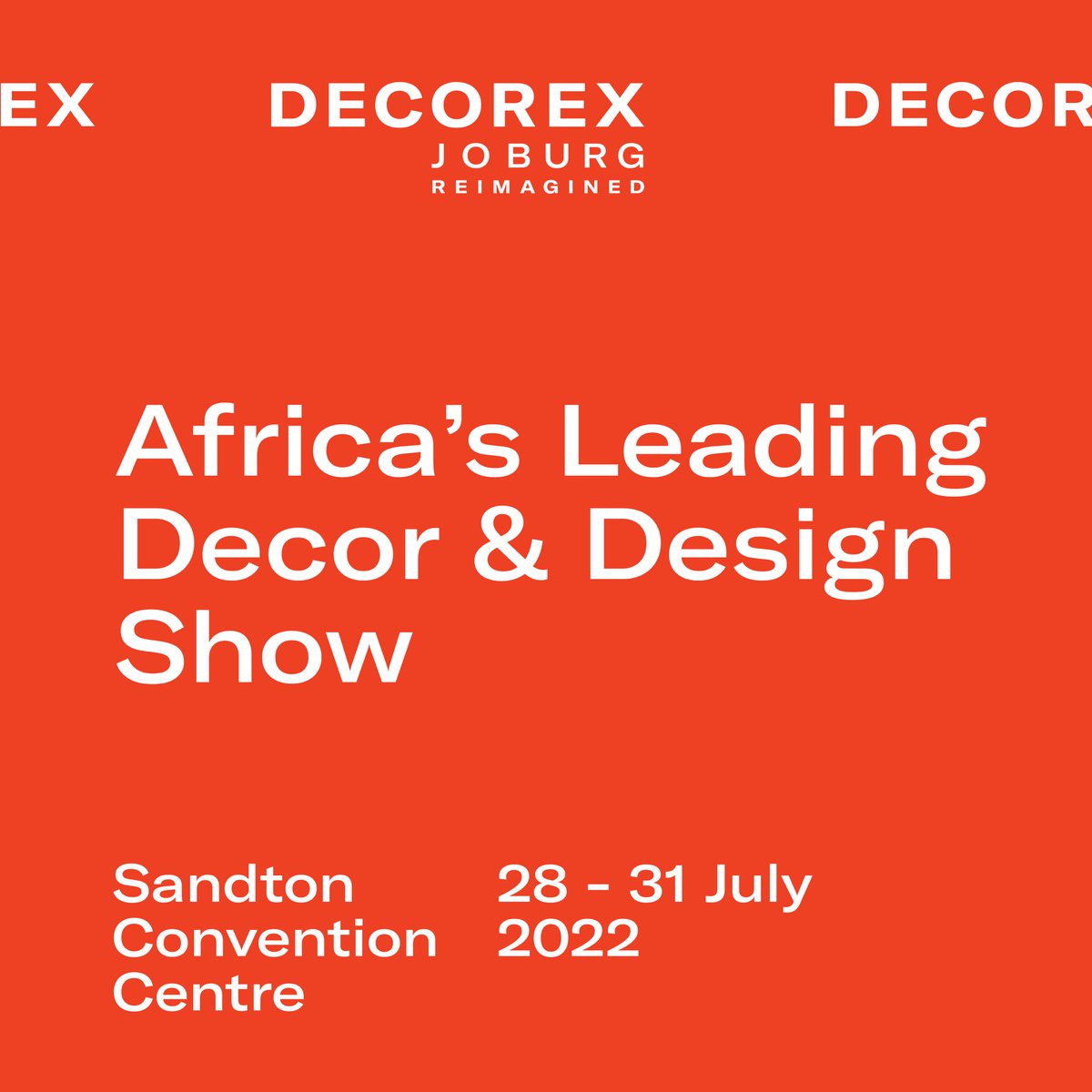 1 week to go until you can reimagine design with <a href="/decorexSA/">Decorex Africa</a> in Johannesburg at the Sandton Convention Centre. For more information go to: decorex.co.za/global/en-gb/a…