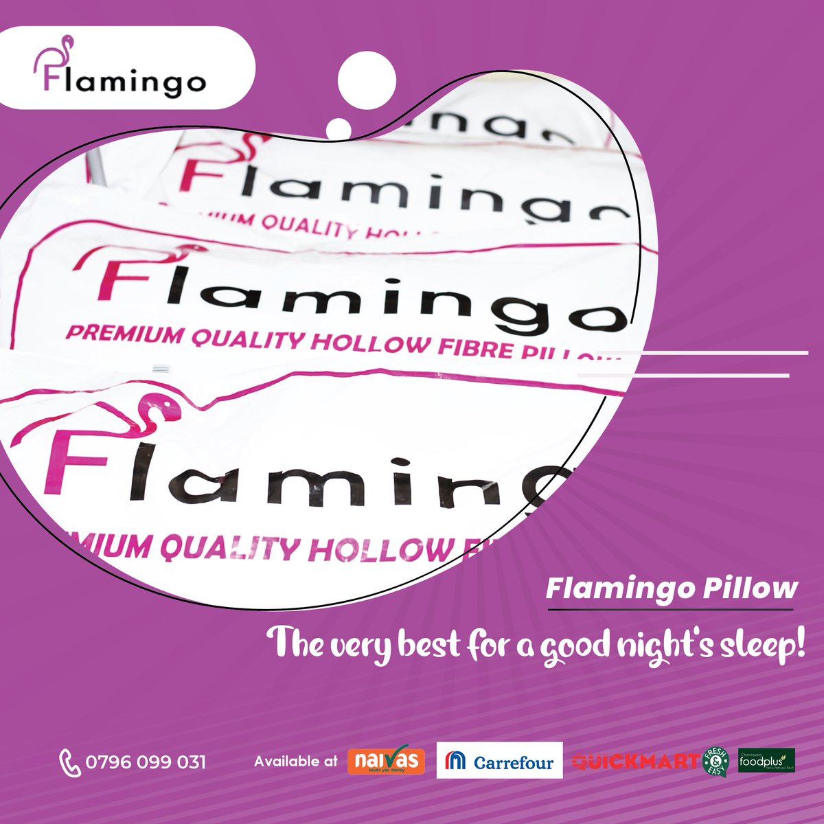 flamingo_eaK's tweet photo. Support, comfort and luxury is all that the Flamingo pillow is all about.

Get yourself one today  at any Naivas, Carrefour, Quickmart, or Chandarana store near you.

 #comfypillow #sleepwell  #allsleepers #qualityfirst #bestforeveryone #quickmart #carrefour #naivas #chandarana https://t.co/sp18JjEpMY