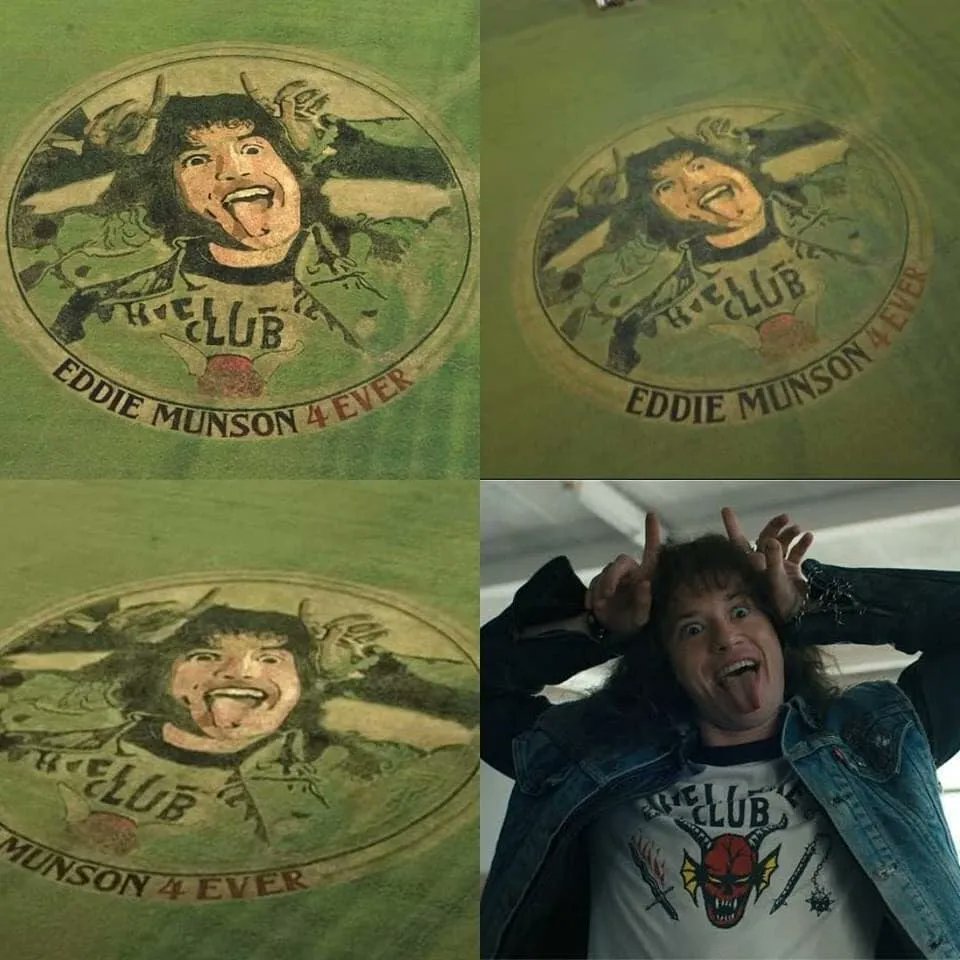 FrikingosGalaxy's tweet photo. ¡Muy buenas, Frikingos! Hoy comenzamos con este maizal de Indiana con el rostro de Eddie Munson, creado por el artista Stan Herd 👏👏👏🙌 #EddieMunson #StrangerThings4 #StanHerd https://t.co/6eVlUmumTQ