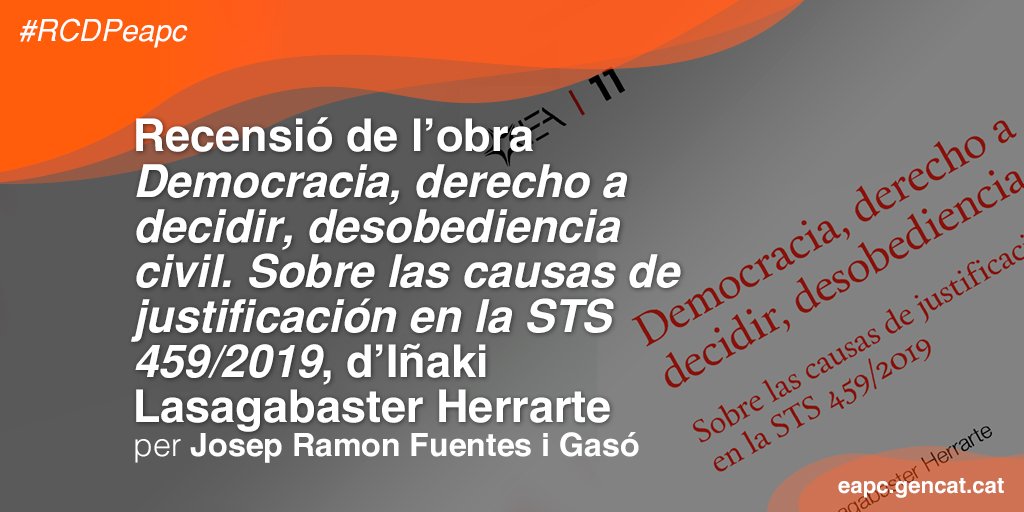 Quin és l'abast que ha de tenir l'actuació dels tribunals quan es tracta d'un problema clarament polític, en què la solució en termes jurídics no és possible donar-la de manera concloent ni aproximada? JR Fuentes ressenya Lasagabaster al blog #RCDPeapc

📕 gen.cat/3B0J05K