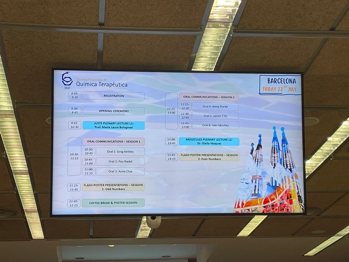 SocEspQuimTerap's tweet photo. VIII Symposium of Medicinal Chemistry Young Researchers starts now!!🤩 Hope you all enjoy in this fantastic day 
Discuss about your scientific research with #SEQT_SymposiumYR https://t.co/b1NXaYqude