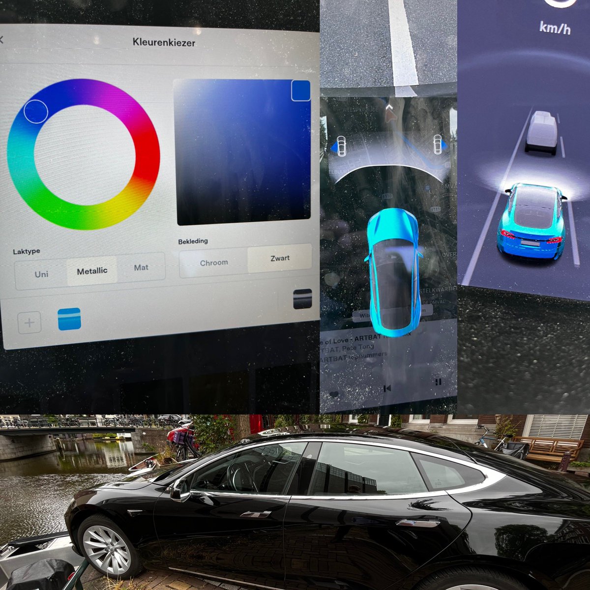 I’m a little bit disappointed. Just received an over the air update on my Tesla. It’s a color picker for the exterior. Now my dashboard Tesla is metallic blue but there must be a bug in the software since my exterior is still black #fanboy #tesla #ElonMusk