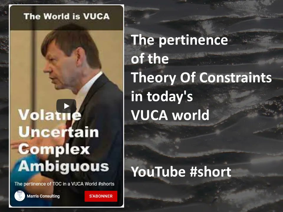 37 second video. Pertinence of TOC in today's VUCA world by Philip Marris. 
New media format test: YouTube #short
youtube.com/shorts/zNQZ_iR… 
#TheoryOfConstraints #VUCA #Goldratt