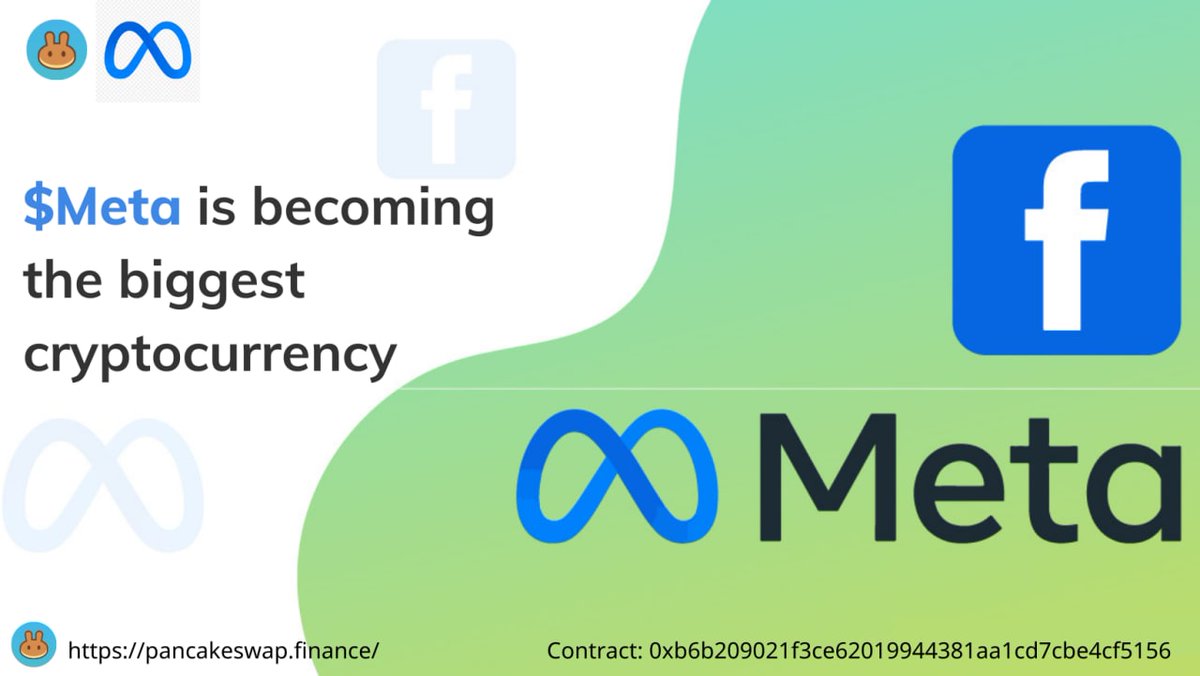 ElyJond's tweet photo. @rovercrc ⏰⏰⏰Last chance to own Facebook Metaverse ( $META) before listing all the biggest exchanges (Binance, coinbase...)

👉Buy $META ICO at PancakeSwap
🔗Contract: 0xb6b209021f3ce62019944381aa1cd7cbe4cf5156

#Facebook #META #Metaverse #Binance #Coinbase https://t.co/vaeFjXO6ZI