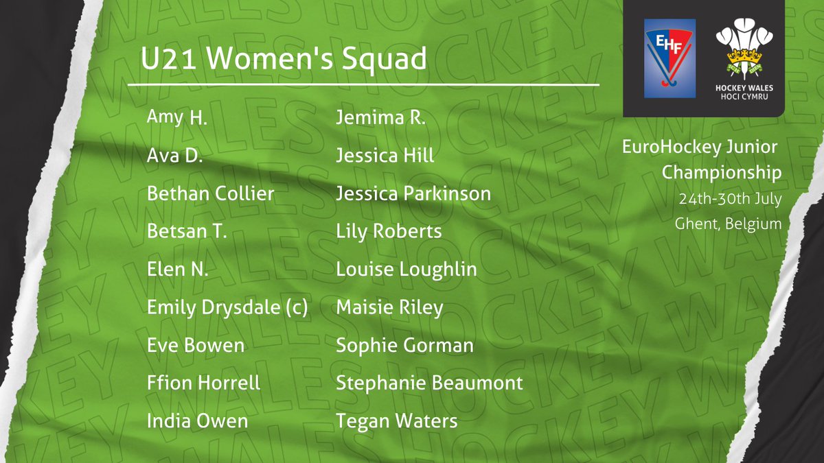 Team News❗️ Newyddion Tîm❗️

Here's Wales U21 women's squad competing in the EuroHockey Junior Championship 👏

Their first match is against Spain on Sunday 24th at 16:45 (BST) 

Read more ➡️bit.ly/3PF0jxG
