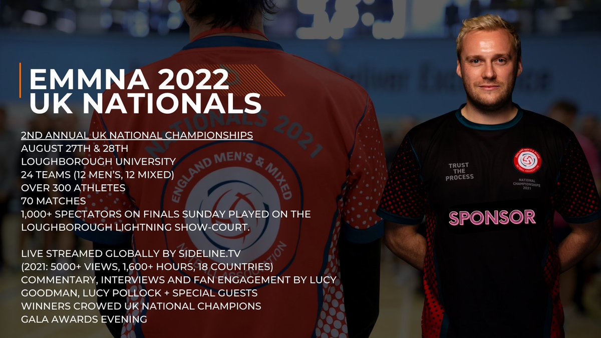 England Men's & Mixed Netball Association - EMMNA (@englandmmna) on Twitter photo 📯 Sponsorship Opportunity for UK Nationals 2022📯
Would you like your logo displayed at the UK Nationals Event?
Over 300 athletes wearing your logo, 1,000+ spectators seeing it over the weekend and beyond?
Contact: Sponsorship@englandmmna.com for more
Please share! 🤍♥️ 📯 Sponsorship Opportunity for UK Nationals 2022📯
Would you like your logo displayed at the UK Nationals Event?
Over 300 athletes wearing your logo, 1,000+ spectators seeing it over the weekend and beyond?
Contact: Sponsorship@englandmmna.com for more
Please share! 🤍♥️