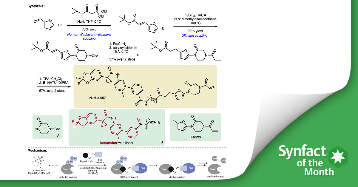 ❇️ In this Synfact of the month <a href="/DirkTrauner/">Dirk H. Trauner</a> from <a href="/nyuchemistry/">NYU Chemistry</a> highlighted the ´Targeted Protein Stabilization with DUBTACs` by Nomura DK. and co-workers from University of California (<a href="/ucpress/">University of California Press (is on Bluesky)</a>).😀 
👉 fal.cn/3qrjZ