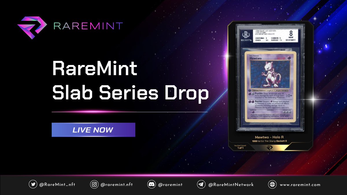 RareMint_NFT's tweet image. 🃏 The RareMint Slab Series drop, which contains over 200 Pokemon Mystery Packs is now LIVE

🔓 The Pokemon Card NFTs can be redeemed for the physical card