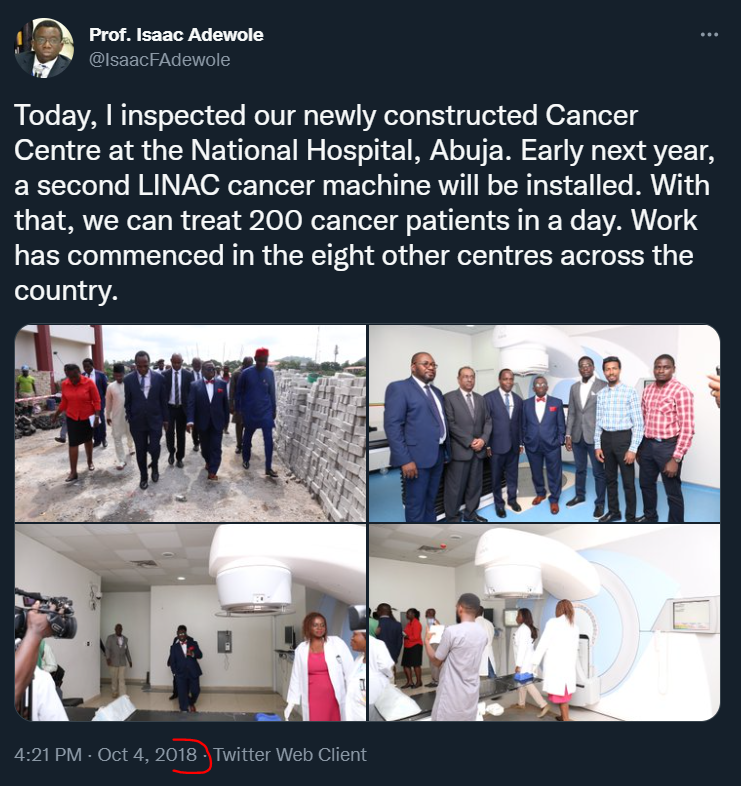 dmightyangel's tweet photo. That Cancer Centre in Abuja and LUTH Lagos that Doctor @fimiletoks spoke about its neglect in 2013 when we had HIGH GDP....
GO & VERIFY what Buhari did with LOW GDP on the same issue!
#HistoryInPerspective https://t.co/kEbZIJIRFM