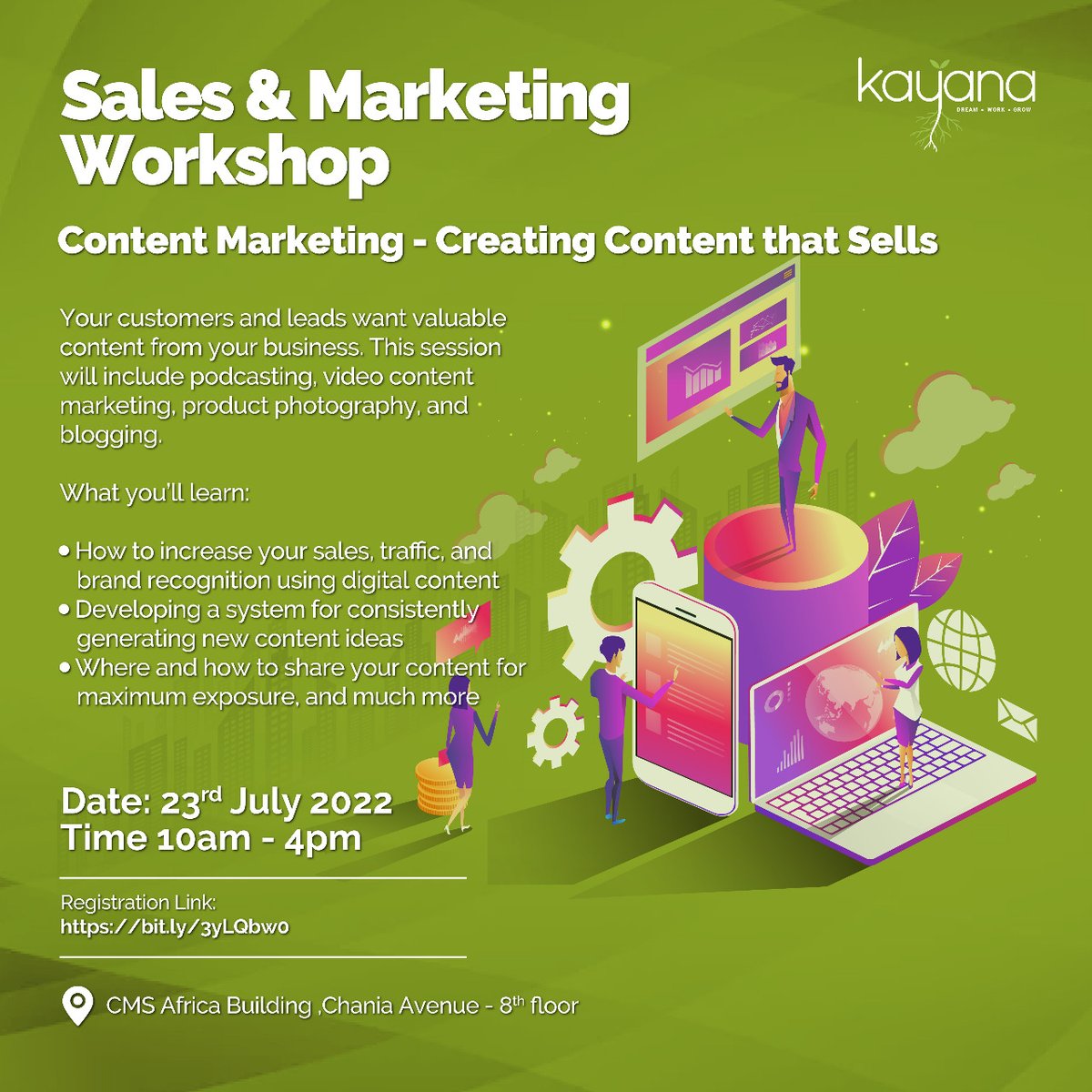 kayana_kenya's tweet photo. Content marketing is all about storytelling, and human beings are always attracted to those who can tell great stories. However, having a strategy is crucial.
Register: https://t.co/kiaVMvwXdM
#salesandmarketing #DreamWorkGrow #LearnwithKayana https://t.co/nb4piY4reV