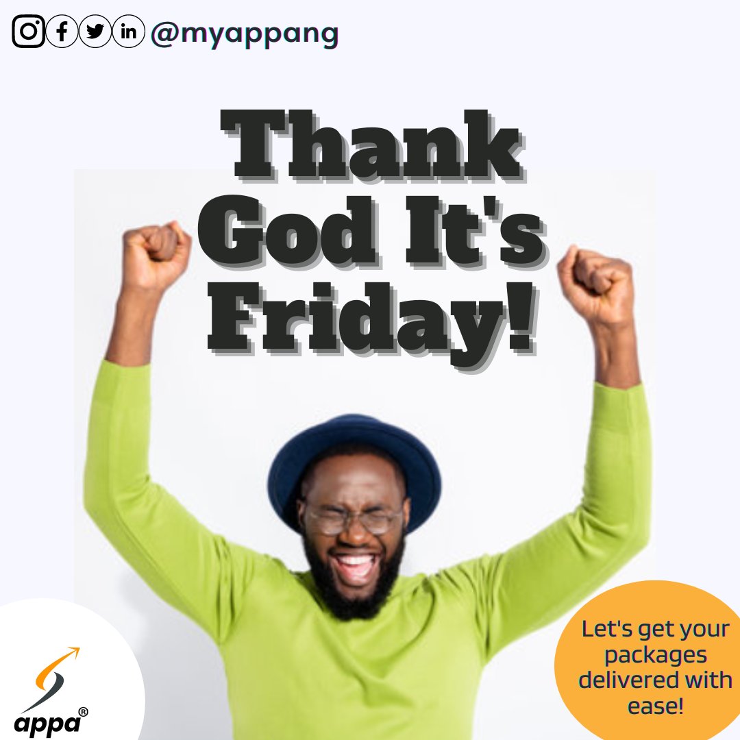 MyappaNg's tweet photo. TGIF!!!💃
Book a rider this weekend to deliver your packages with zero stress.
#tgif #appa #deliveryatyourdoorstep #deliveryinlagos #deliveryinibadan #smallbusiness #cakesinibadan #cakesinlagos #foodvendor https://t.co/YYAOgl6Ps7