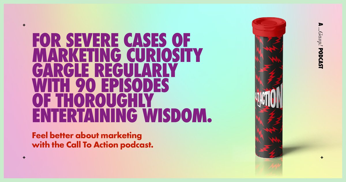 Gasp_4's tweet photo. Feel better about marketing with the Call To Action podcast.

WARNING: do not exceed the stated dose. It can cause excessive marketing knowledge and capability. #CTAPod📣
DOSE UP: https://t.co/bMve3nE4xk https://t.co/TyQiQCxvZb