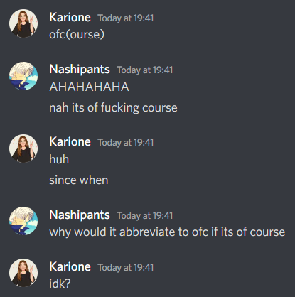 Karione16's tweet photo. i am so sorry to everyone i have ever said 'ofc' to????????????? i am ashamed i did not know this?????????? please forgive me??????? https://t.co/wSkuxtCiYj