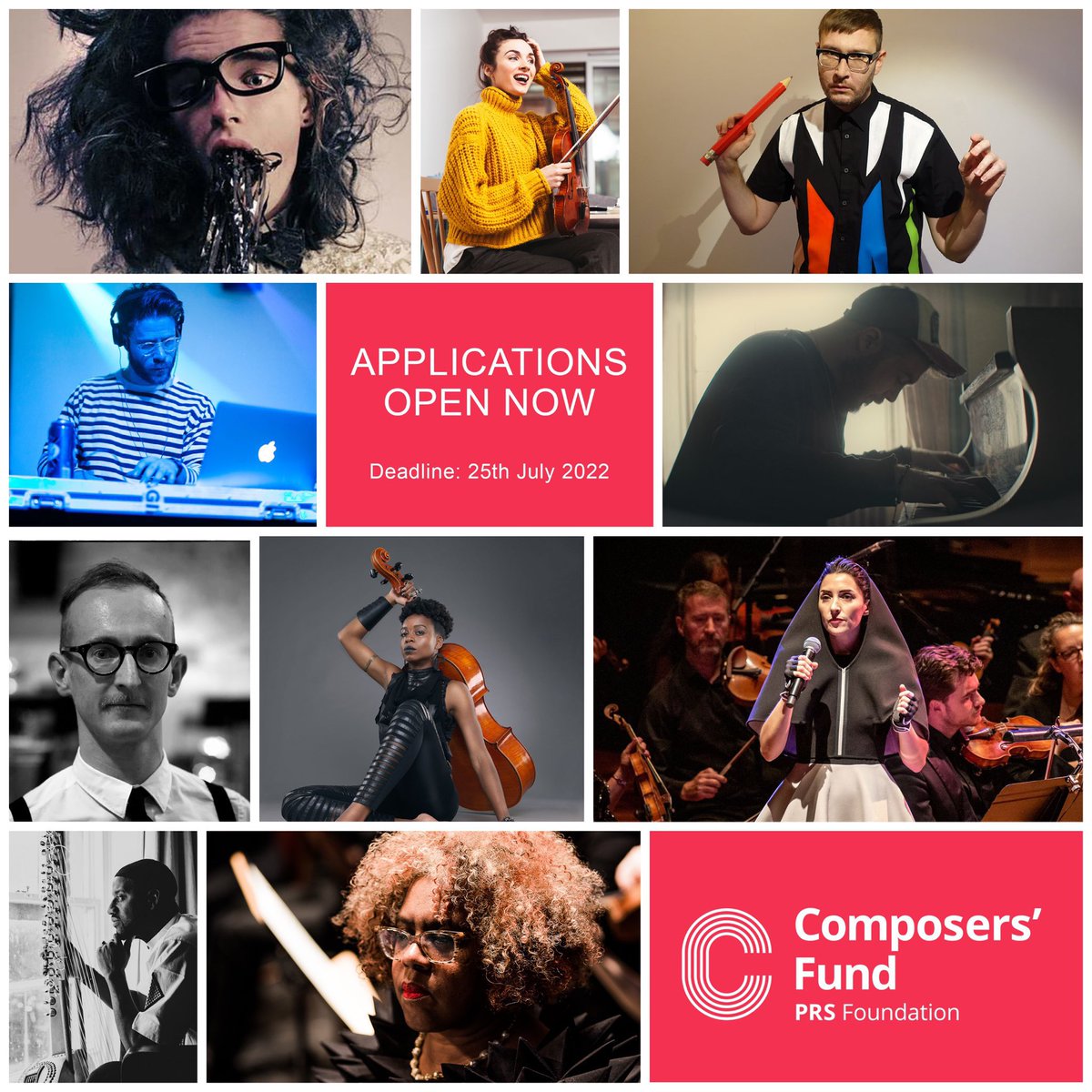 The deadline is approaching for @PRSFoundation #ComposersFund applications - submit by Monday 25th July 2022!

The fund is for composers with a strong track record, giving direct access to funding at pivotal stages in their career.

All the info here:
prsfoundation.com/funding-suppor…