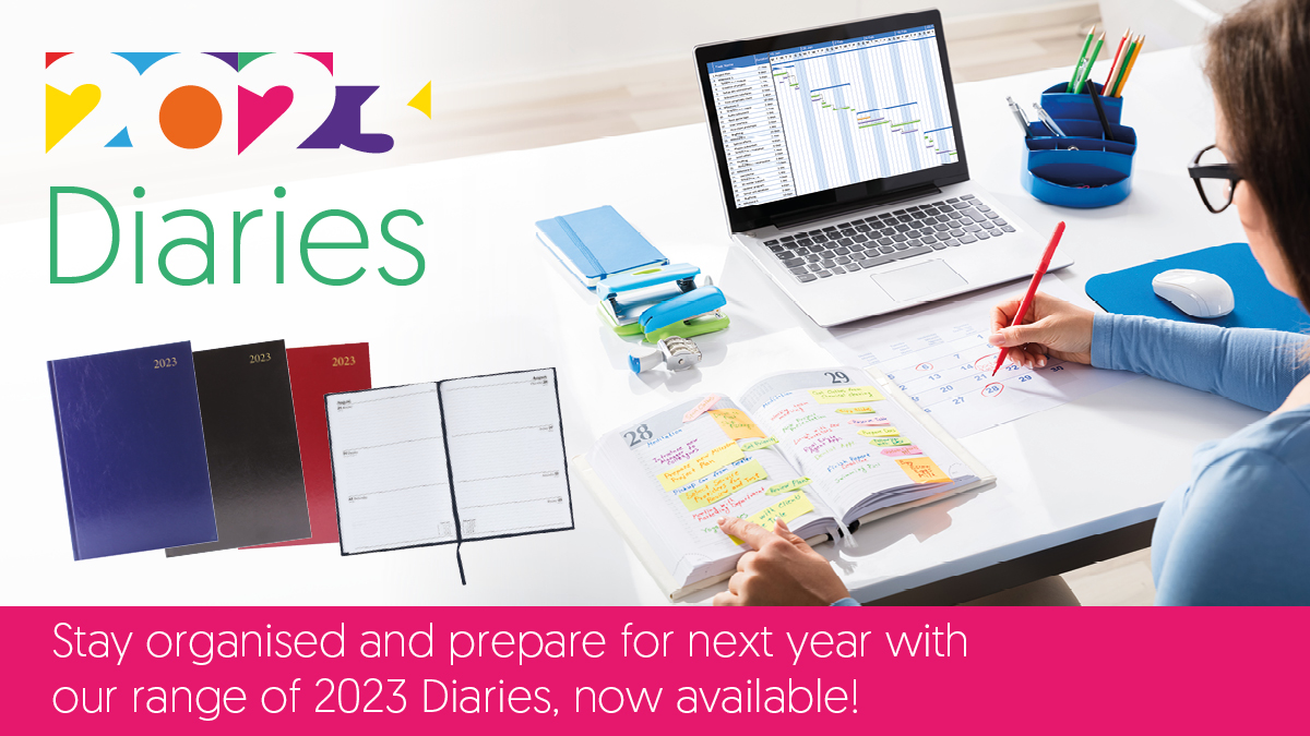 Addminwarehouse's tweet photo. We're now over half way through the year! 🤯 And it's almost time to start getting ready for next year…
Stay organised and prepared in 2023 with a range of our diaries, now available! 📖 #diaries #2023 https://t.co/i7etpLgTWX