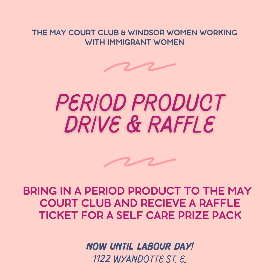 maycourtwindsor's tweet photo. 🚨NOW UNTIL LABOUR DAY🚨 We are collecting pads &amp; tampons for @wwwwiw_org stop by our shoppe and you’ll be entered to win a self-care gift set for each item you donate! 💕✨ https://t.co/4GhAxo9kjG