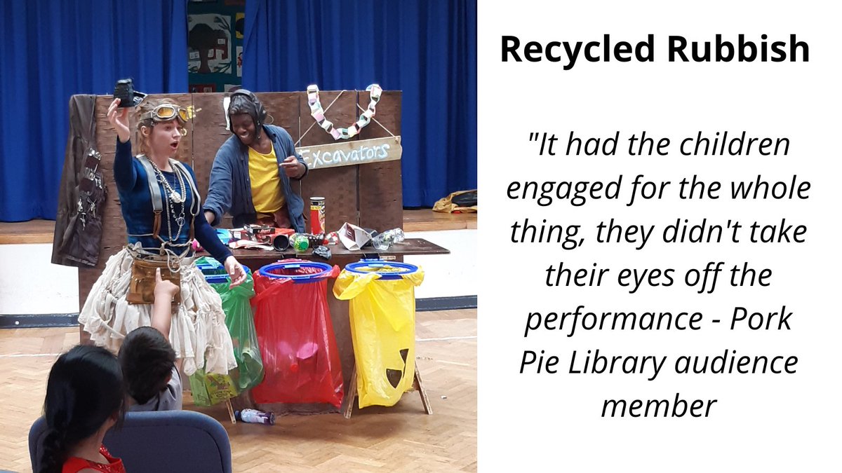 There still time to catch #RecycledRubbish, tickets are still available for tomorrows shows - Sat 23 July 📍Central Library 11am - ow.ly/8NGj50K2gHg 📍Westcotes Library 3:30pm - ow.ly/MyW650K2gHi It's had rave reviews from audience members @thesparkarts @TheatreRites