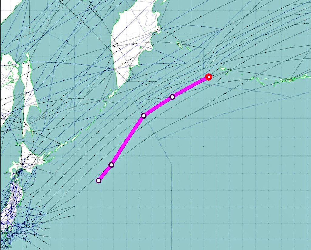 FMilcoms's tweet photo. #PEACH75 on NP SF 6655

PASRO 1410 FL310
POWAL 1436
PLADO

#PEARL59 heading back to RJTY. https://t.co/ghhBuLHdrZ