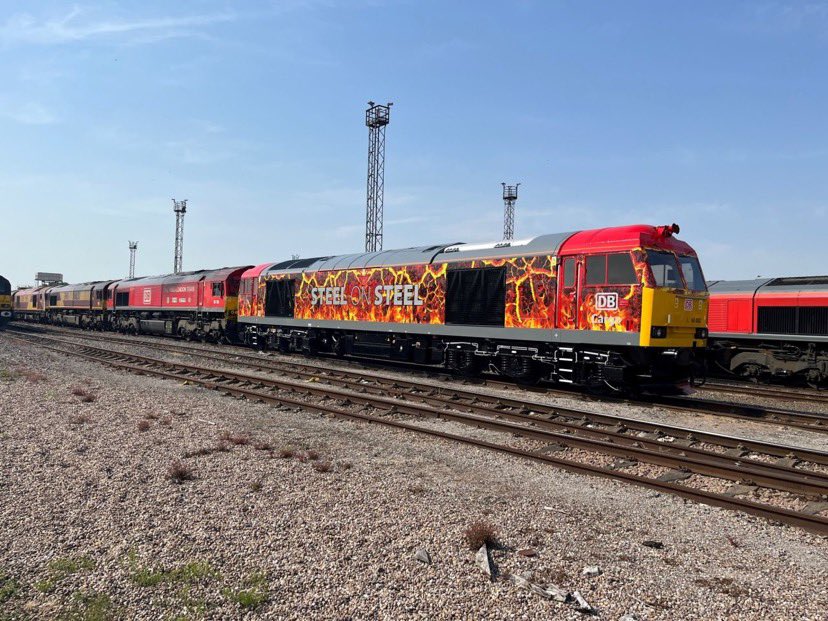 STEEL ON STEEL

Whilst on a site visit this week, David Begg spotted the new #class60 locomotive which has been wrapped with a flame design. 
This eye-catching design is to celebrate the role that Rolling Stock plays in supporting the UKs metal transportation market.