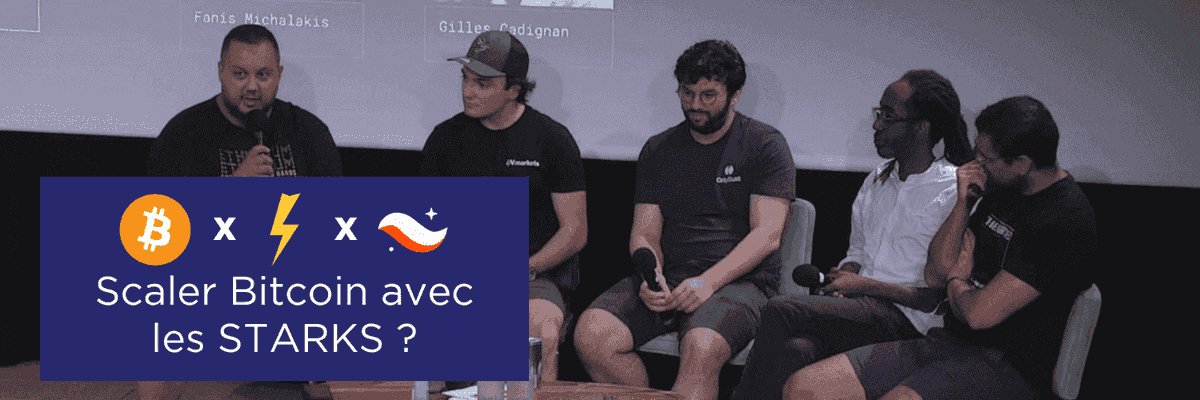 choose_bitcoin's tweet photo. Voici mon résumé de la table ronde "Scaling Bitcoin with Starks" à @StarknetCC. Il s'agissait d'une discussion entre @abdelstark @FanisMichalakis @gillesCadignan @GuthL et Tarik.
https://t.co/SVKFIE33Ch https://t.co/zc6XVYpKU0