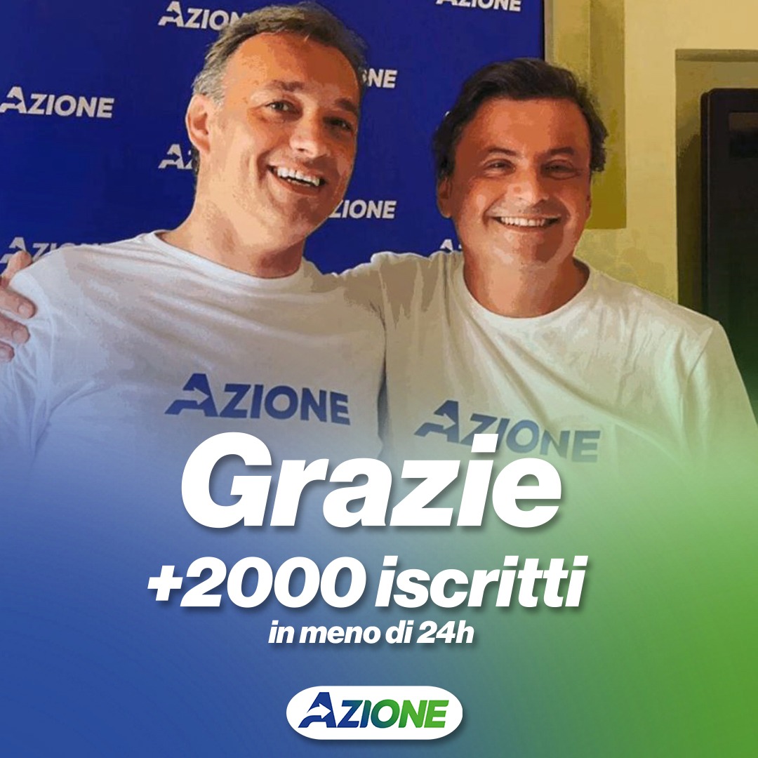 CarloCalenda's tweet photo. In sole 24 ore si sono iscritte ad @Azione_it 2mila persone. Questa è la dimostrazione che esiste un'Italia seria che di populisti e filo-putiniani non ne può più. 
Unitevi a noi, donate il 2x1000 scrivendo il codice S48. Il momento è adesso. https://t.co/7ZnxJ1MI1y