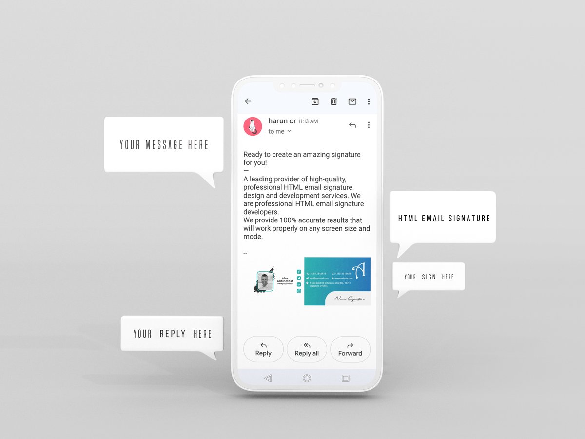 emaildesignerr's tweet photo. Ready to create a fantastic HTML signature for you!
—

We provide 100% accurate results that will work properly on any screen size and mode.

https://t.co/xZlrNPNb5x

#outlook #gmail #emailsignature  #signature #email #signaturehtml #htmlsignature #html #design #development https://t.co/gMwit33Qu6