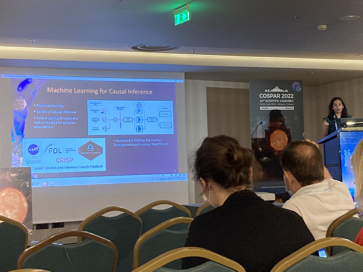 Congrats to Sonali Patel presenting in Athens @Cospar_2022 #COSPAR2022 #COSPAR ‘Inferring Causality of Radiation-Induced DNA Damage and Carcinogenesis Using Causal Inference Machine Learning’ @CostesSylvain @NASAAmes @mousegle #spacebiology #ML #AI #OpenScience H/T Lauren Sanders