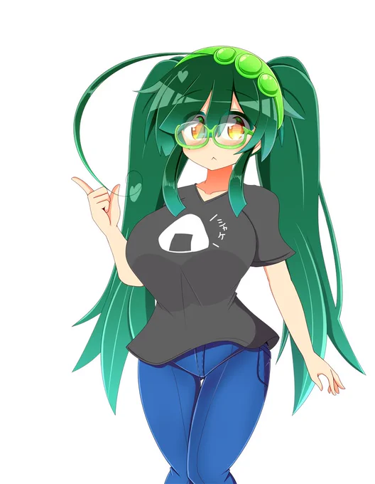 ツインテールとホットパンツっぽいのとジーパン実装ーー!あとは手持ちの看板いくつか作ったらおしまいかなぁ 