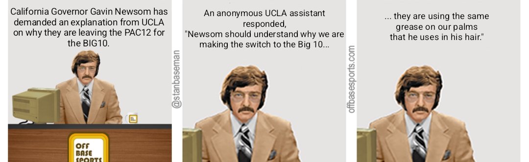 StanBaseman's tweet photo. Governor Gavin Newsom comes down on UCLA for move with USC.

#CollegeFootball #California #UCLA #USC #GavinNewsom https://t.co/4V9jOgQIMj
