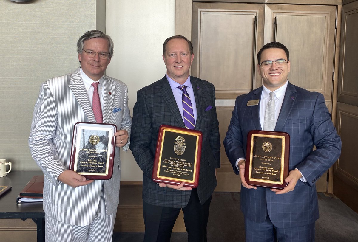 Congrats to <a href="/UTAustinPikes/">TEXAS PIKE</a> &amp; <a href="/UNT_PIKE/">UNT PI KAPPA ALPHA</a> being named 2022 Alumni Advisory Boards of the Year &amp; <a href="/dfwpikes/">Pi Kappa Alpha</a> being named 2022 William R Nester Area Alumni Association of the Year!!!