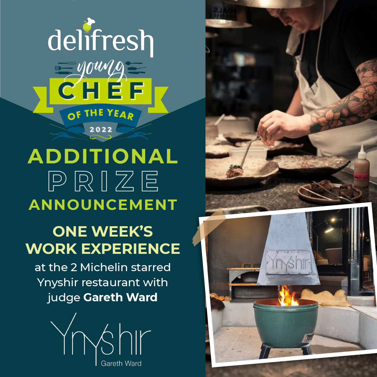 AMAZING ADDITIONAL PRIZE ANNOUNCEMENT🥳

Ynyshir restaurant and rooms have teamed up with us to bring a fantastic weeks worth of work experience in beautiful Wales with the one and only Gareth Ward - who will also be judging at Newcastle!